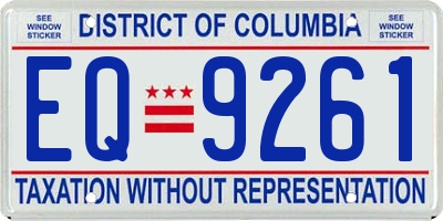DC license plate EQ9261