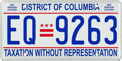 DC license plate EQ9263