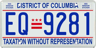 DC license plate EQ9281