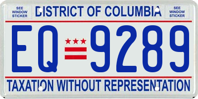 DC license plate EQ9289
