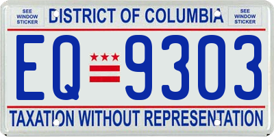 DC license plate EQ9303