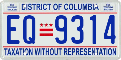 DC license plate EQ9314