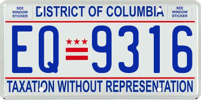 DC license plate EQ9316