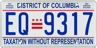 DC license plate EQ9317