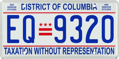 DC license plate EQ9320