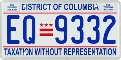 DC license plate EQ9332