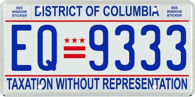 DC license plate EQ9333