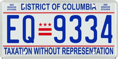 DC license plate EQ9334