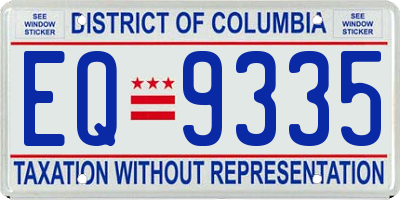 DC license plate EQ9335