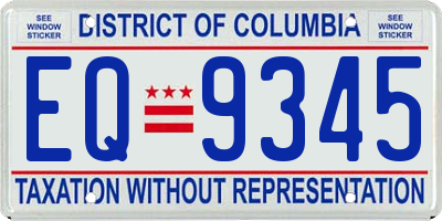 DC license plate EQ9345