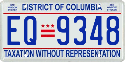 DC license plate EQ9348