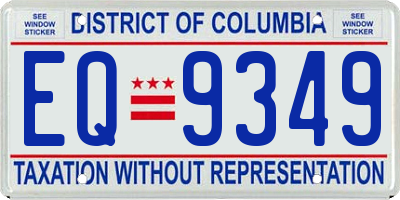 DC license plate EQ9349