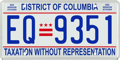 DC license plate EQ9351
