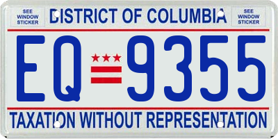 DC license plate EQ9355