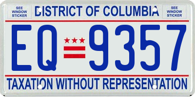 DC license plate EQ9357