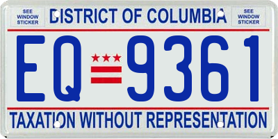 DC license plate EQ9361