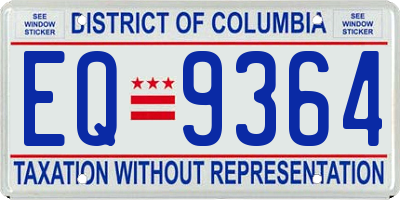 DC license plate EQ9364