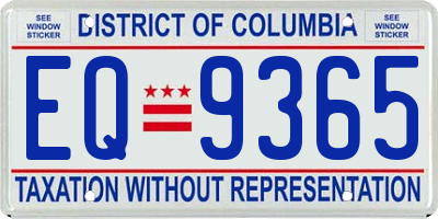 DC license plate EQ9365