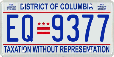 DC license plate EQ9377