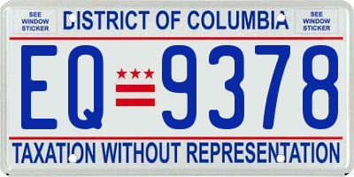 DC license plate EQ9378
