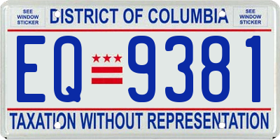DC license plate EQ9381