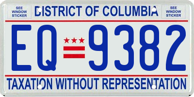 DC license plate EQ9382