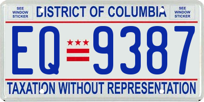 DC license plate EQ9387