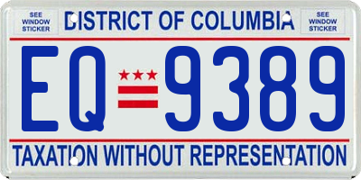 DC license plate EQ9389