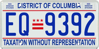 DC license plate EQ9392