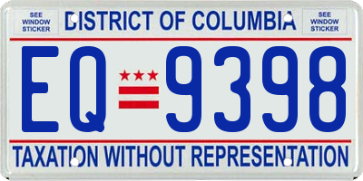 DC license plate EQ9398