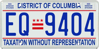 DC license plate EQ9404