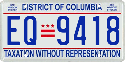 DC license plate EQ9418