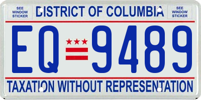 DC license plate EQ9489