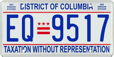 DC license plate EQ9517
