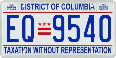 DC license plate EQ9540