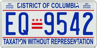 DC license plate EQ9542
