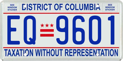 DC license plate EQ9601