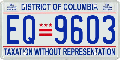 DC license plate EQ9603