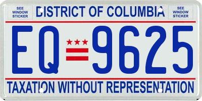 DC license plate EQ9625