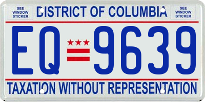 DC license plate EQ9639