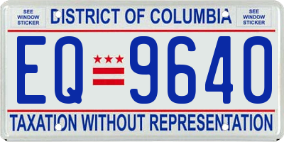 DC license plate EQ9640