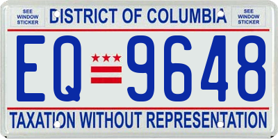 DC license plate EQ9648