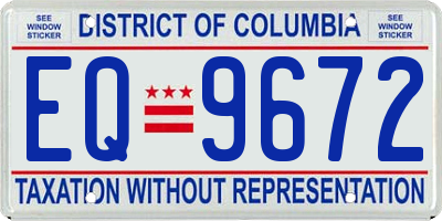 DC license plate EQ9672