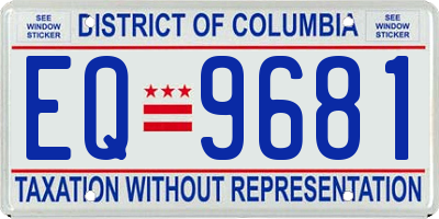 DC license plate EQ9681