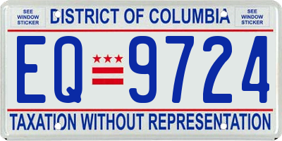 DC license plate EQ9724