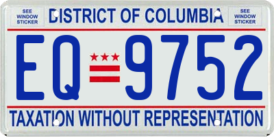 DC license plate EQ9752