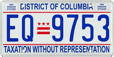 DC license plate EQ9753