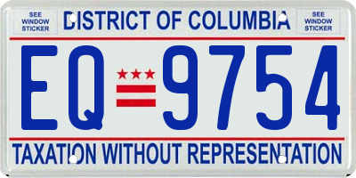 DC license plate EQ9754