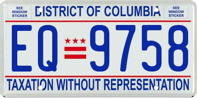 DC license plate EQ9758