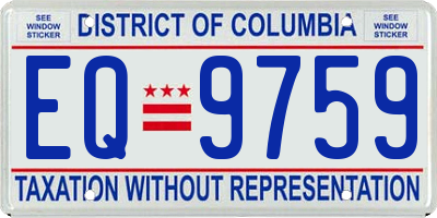 DC license plate EQ9759